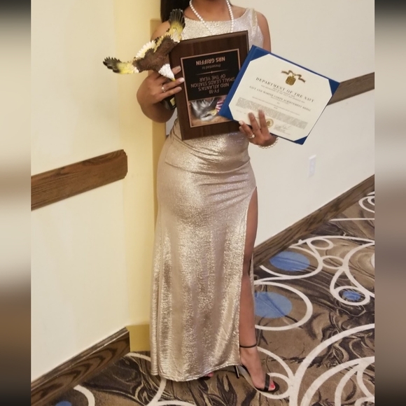 Backless Metallic Dress - Picture 1 of 3